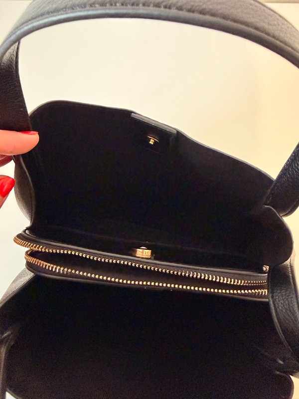 Tony Bianco Black Leather Bag Gold Clasp Tie Strap Small Shoulder Handbag gallery