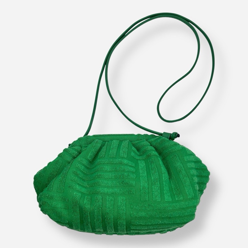 Kelly Green Terry Cloth Clutch Pouch Bag Shoulder Crossbody Strap