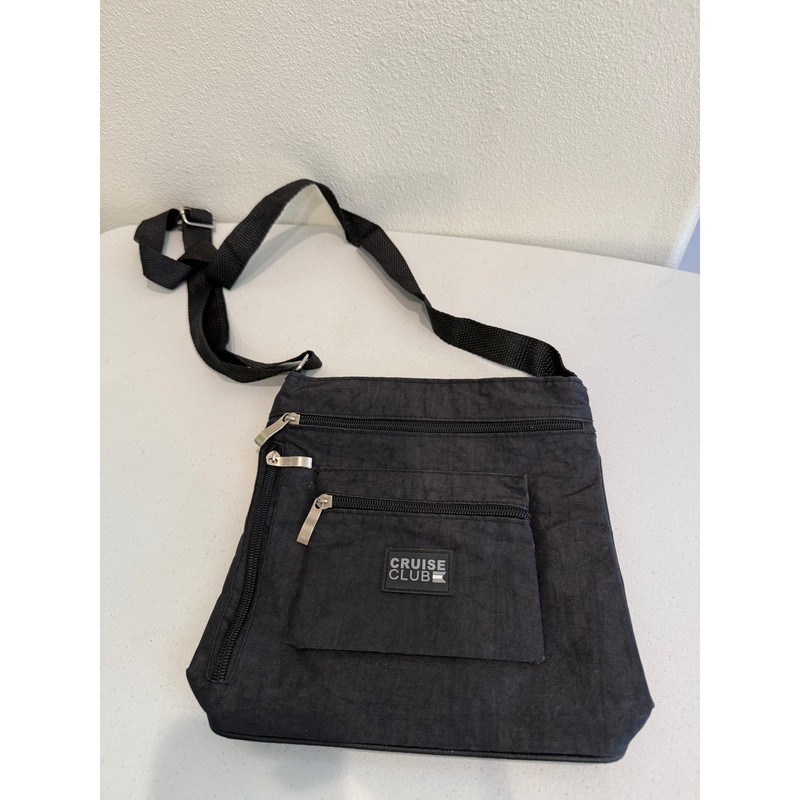 Cruise Club Black Crossbody Bag Travel Purse Multi Pocket Adjustable Strap