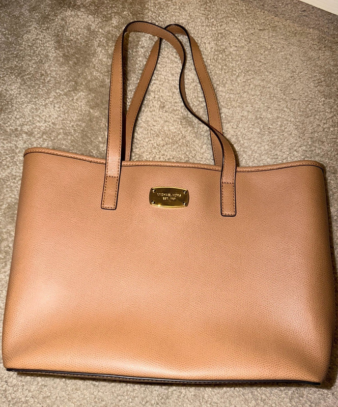Michael Kors Brown Logo Medium Tote Zip/Magnetic Closure Gold HW Inner Pockets