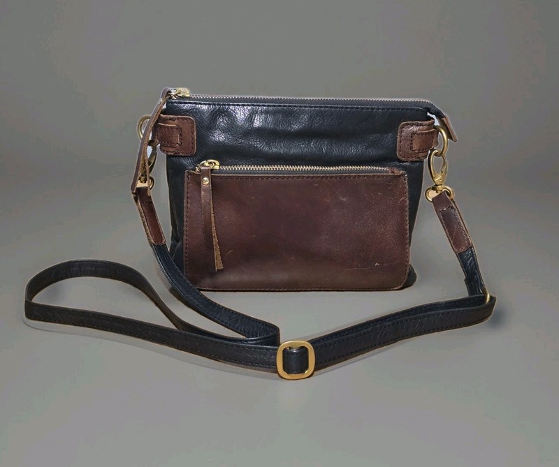Osgoode Marley Leather Black & Brown Small Crossbody Bag Purse