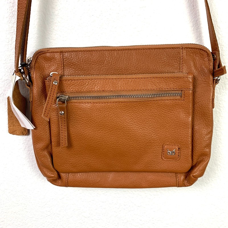 Wise Owl Brown Soft Pebbled Leather Crossbody Purse Bag NWT