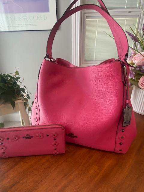 COACH EDIE SHOULDER BAG 31 Pink w/Tea Rose Rivets (COACH F37700)