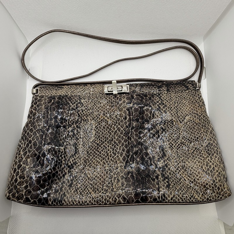 Vintage Valerie Jean Genuine Leather Snakeskin Print Shoulder Bag Purse
