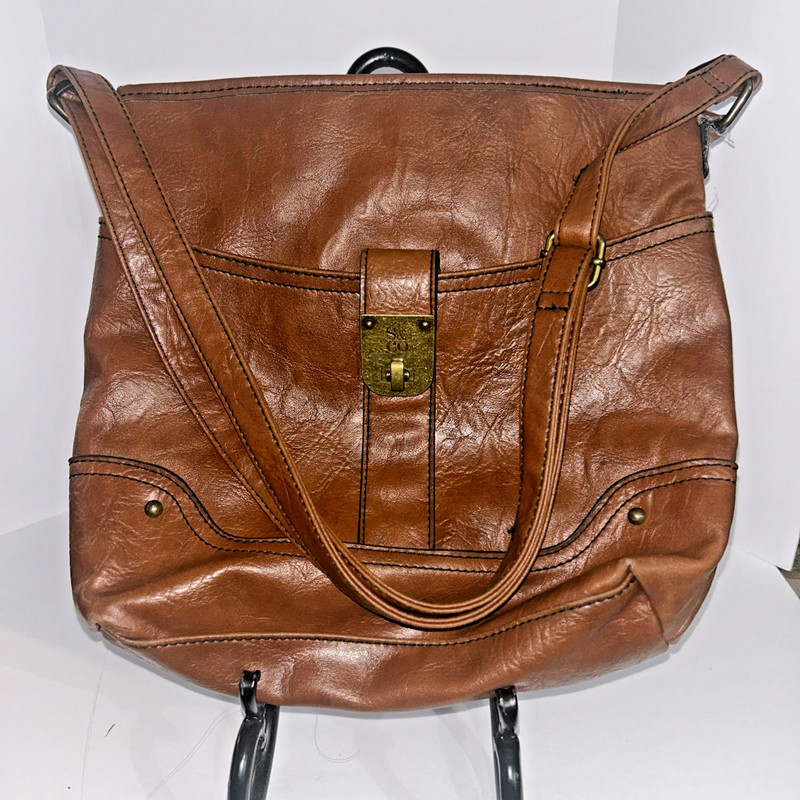S & Co. Purse Brown Leather Look Vintage Style Shoulder Strap
