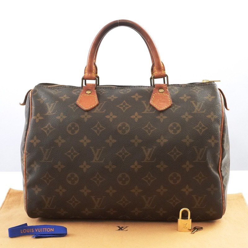 LOUIS VUITTON LV Monogram Speedy 30 M41526 Hand Bag VI0911 Brown Auth #58040A