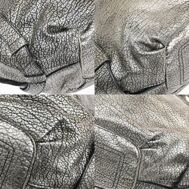 CELINE Bittersweet Shoulder Hobo Hand Bag Leather Metallic Gray SHW 34KD072 gallery