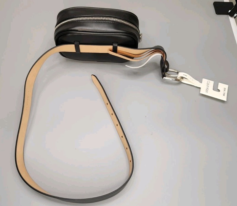 Calvin Klein Black Belt Bag Waist Pack Faux Synthetic Leather Size Small New gallery