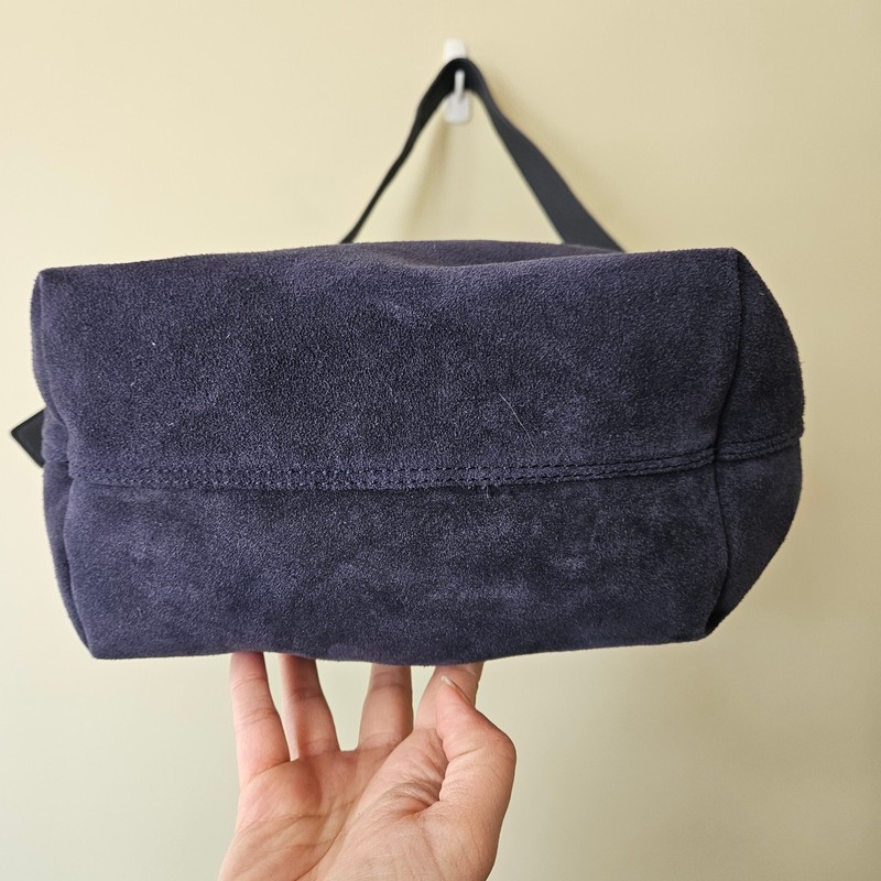 Margot New York Kaye Blue Suede Leather Bucket Tote Shoulder Large Boho Hobo gallery