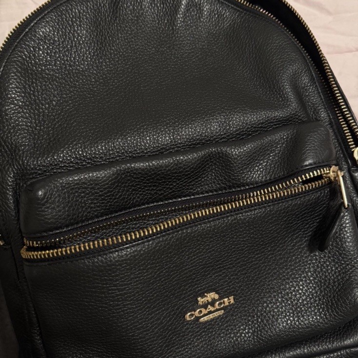 Coach F30550 Charlie Pebble Leather Backpack, Medium – Black