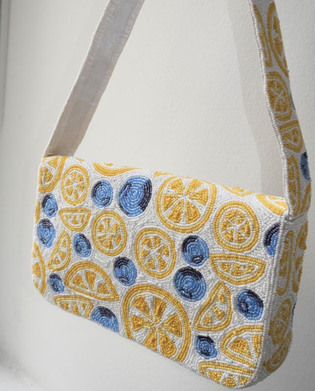 Beaded Lemon & Blueberry Shoulder Bag | Beaded Summer Shoulder Purse gallery