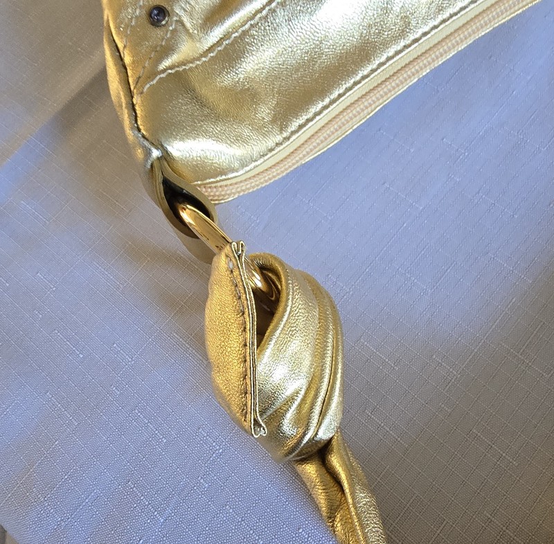 THE FIND Handbag Gold Metallic Leather Shoulder Purse AND Matching Wallet NWT gallery