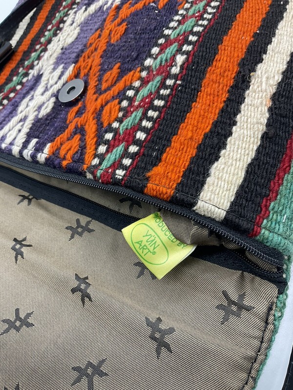 Yun Art Turkish Woven Kilim Rug Wool Tapestry Purse Shoulder Handbag Leather gallery