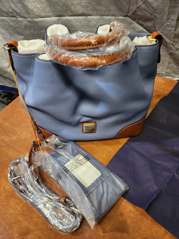 Beautiful Dooney & Bourke Brenna In Dusty Blue – Pebbled W/ Wristlet New W/Tags