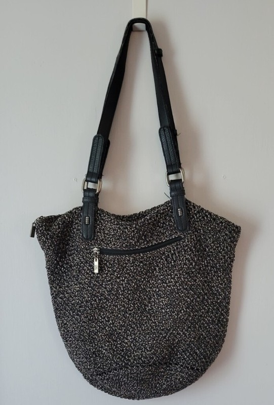 The Sak Purse Gray Hand Crochet Silverwood Urban Static Shoulder Bag