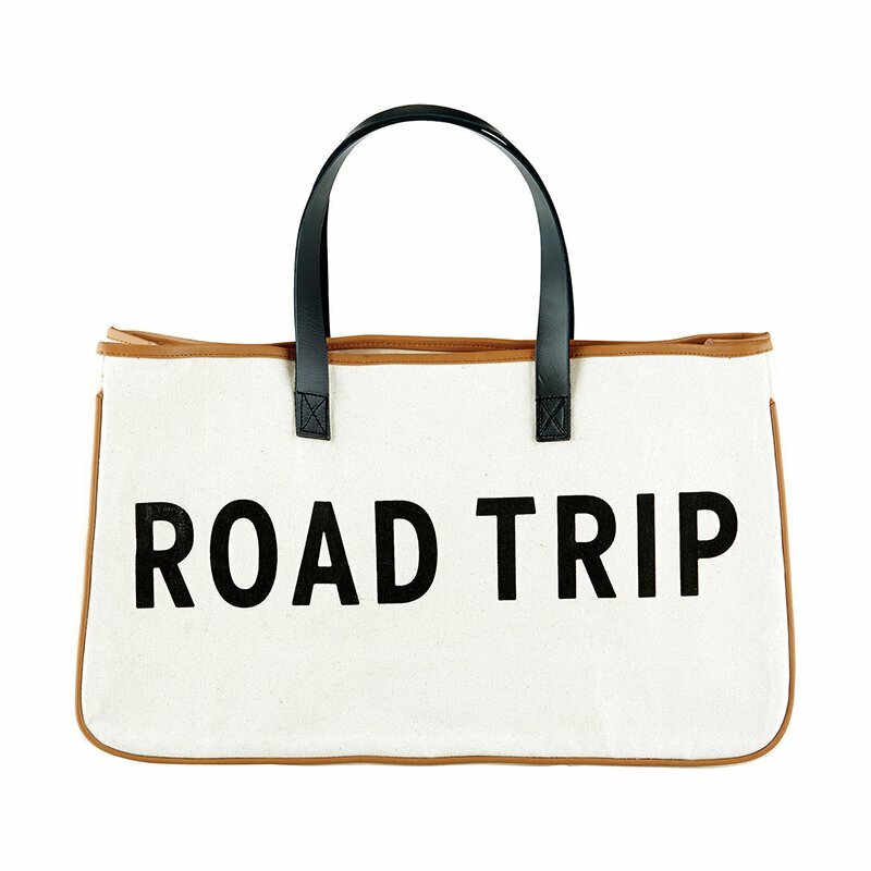 Heavyweight Canvas Tote Bag with Leather Handle – Road Trip