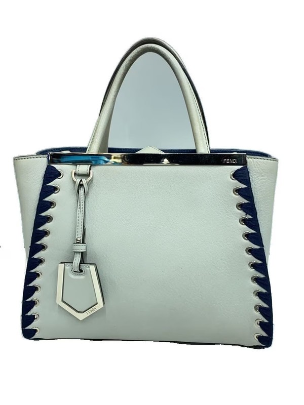 FENDI Petit Touture Handbag Leather GRY 8BH258