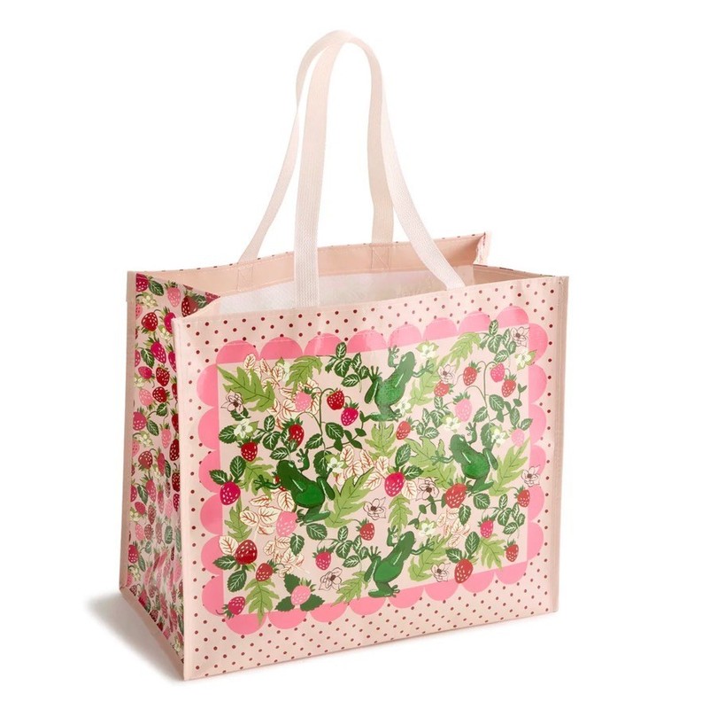 Vera Bradley Frogberry Garden Market Tote Reusable Bag NEW Pink & Green