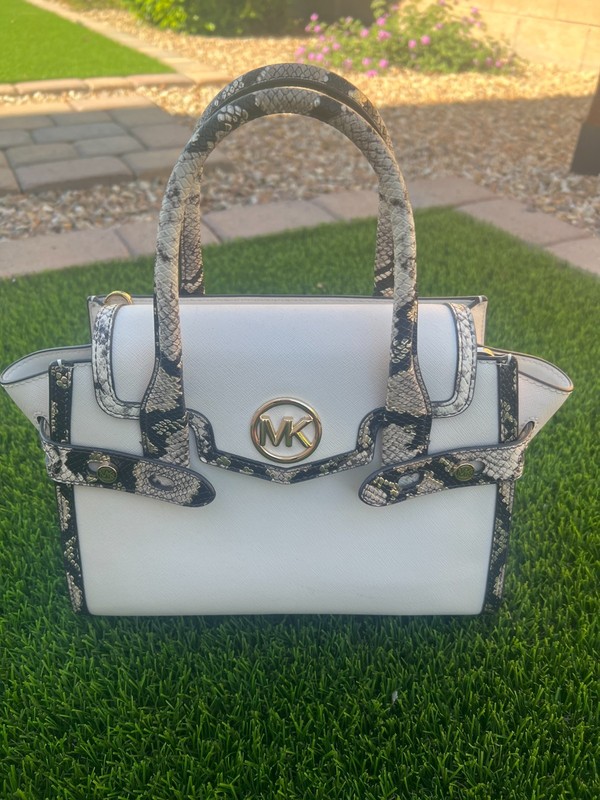 Limited Michael Kors Ivory Vegan Leather Carmen Satchel Bag Brand New with Tags