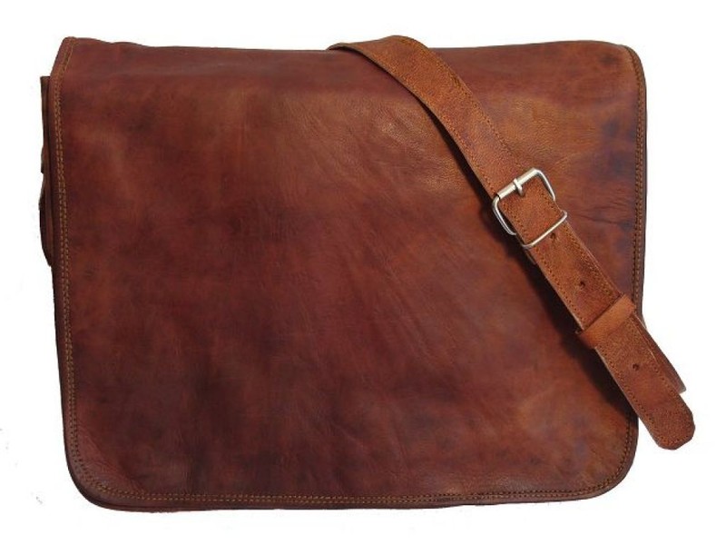 Men Women All size Vintage Brown Leather Messenger Shoulder Laptop Bag Briefcase
