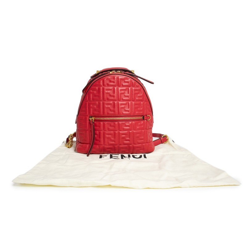 FENDI 8BZ038 ZAINO MINI Zucca Pattern Nappa leather, Cardinale Red Backpack gallery