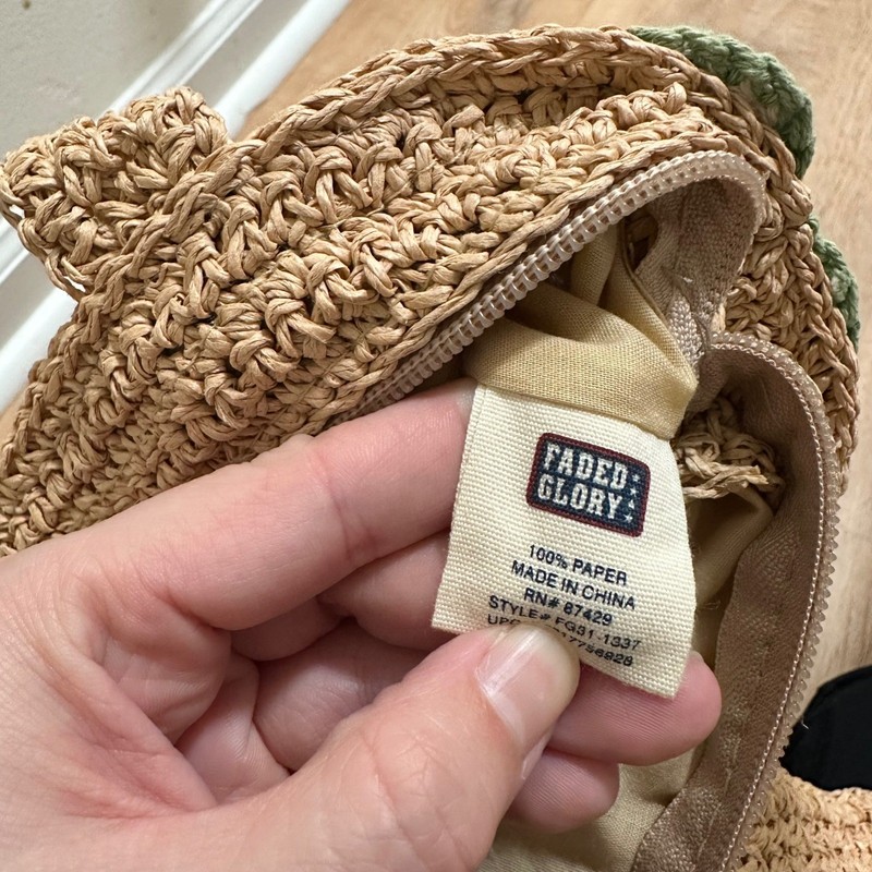 FADED GLORY | Boho Crochet Raffia Straw Floral Appliqué Tote Bag gallery
