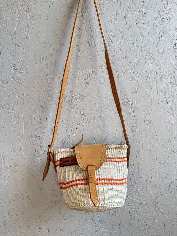 SAWA SAWA Generous Peace handmade striped small women's crossbody bag- Natural~ gallery