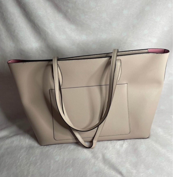 Large Beige Kate Spade New York Tote Double Handles Pink Lining gallery