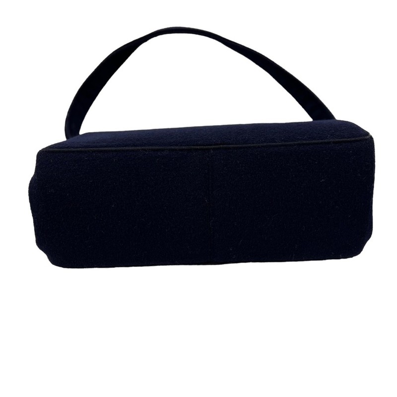 Vintage 1950s Mel-Ton Navy Blue Wool Handbag Gold Brass Clasp Purse gallery