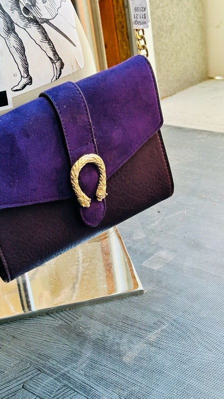 Big Buddha Purple Suede Tiger Head Shoulder Crossbody Bag well made