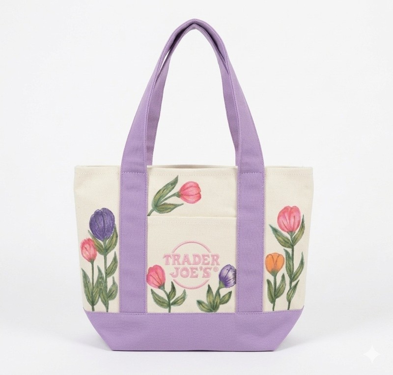 Hand Painted Trader Joe’s Mini Reusable Tote | Mixed Tulips | One of a Kind