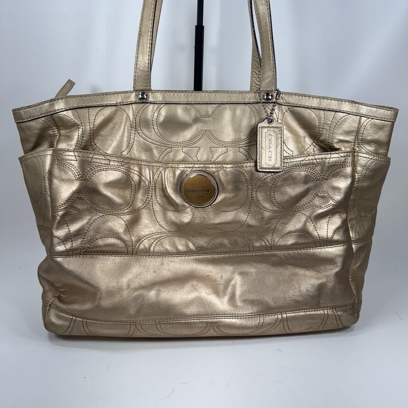 Coach Baby Diaper Bag Gold Signature Leather Tote w/ Changing Pad F18878 gallery