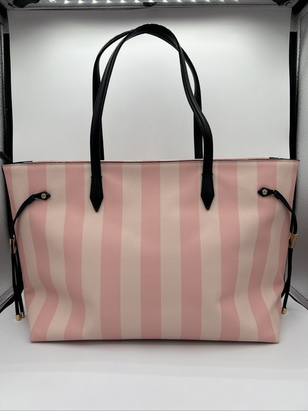 Victoria's Secret Large Tote Bag Pink Heritage Stripes VS Logo Shoulder Bag New gallery