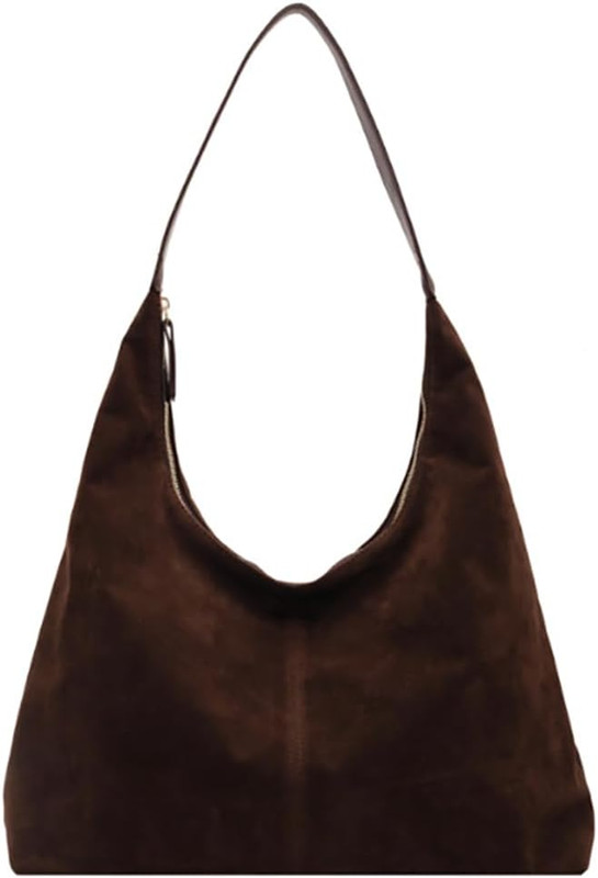 Trendy Suede Crescent Shoulder Bag Women Tote Bag Satchels Crossbody Purse Top-H
