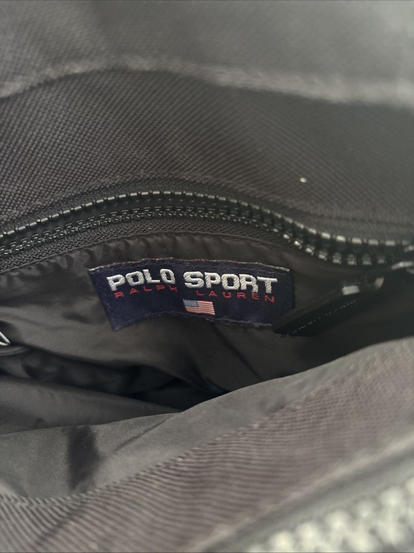 Y2K Ralph Lauren Polo Sport Spell out Tote Bag Black Med Size RARE 90s Vintage gallery