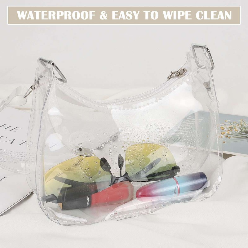 Women Mini Transparent Bag PVC Stadium Approved Sports Handbag Purse Zipper gallery