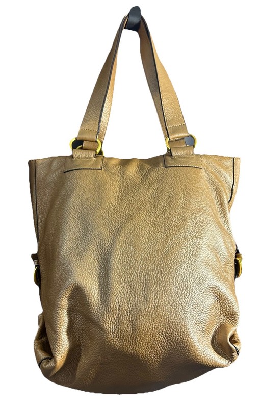 Avon 100% Genuine Leather Gold Tan Tote Bag Purse Shoulder Bag SUPPLE LEATHER