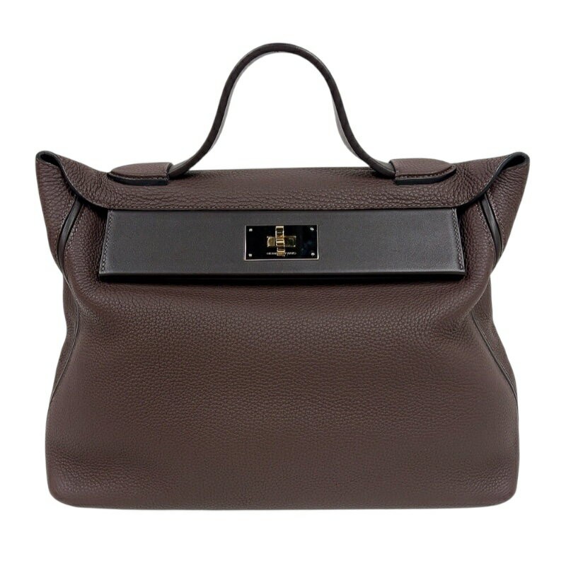 Hermes 24/24 35 Bag Handbag Togo Swift Leather Chocolate Turn Lock Y Stamp 99