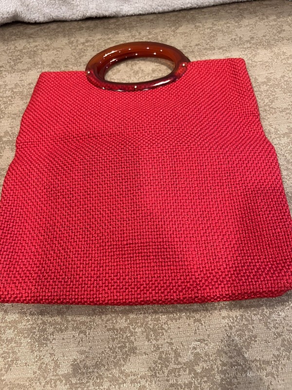 Vintage Yarn Art Flower Hand Bag So Cute Boho Great Condition gallery