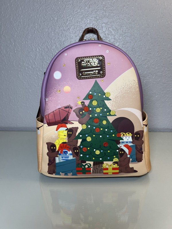 New Loungefly Star Wars Jawa Christmas Tree Mini Backpack C3PO R2D2 – see image