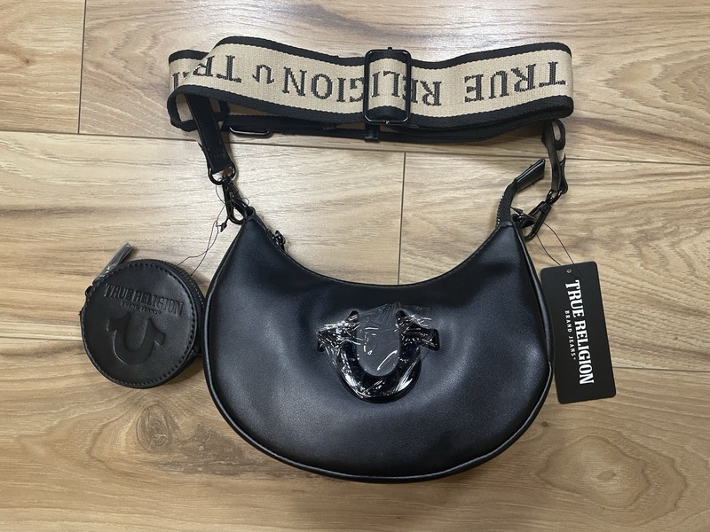 True Religion Hobo Crossbody W/ Adjustable Logo Strap – Black – Brand New!!