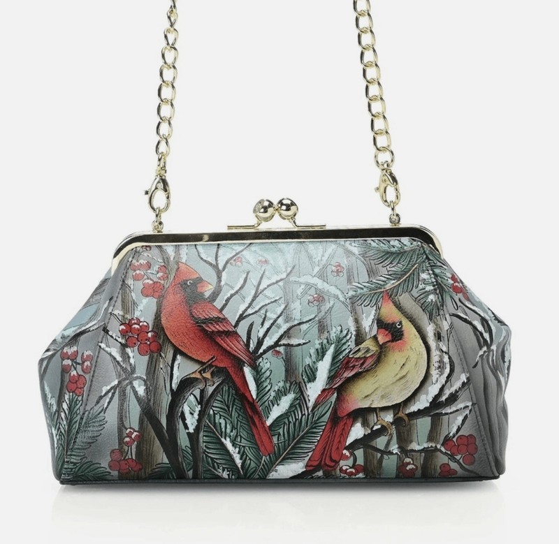 Anuschka Hand-Painted Genuine Leather Crossbody Handbag With KISS Lock NWT