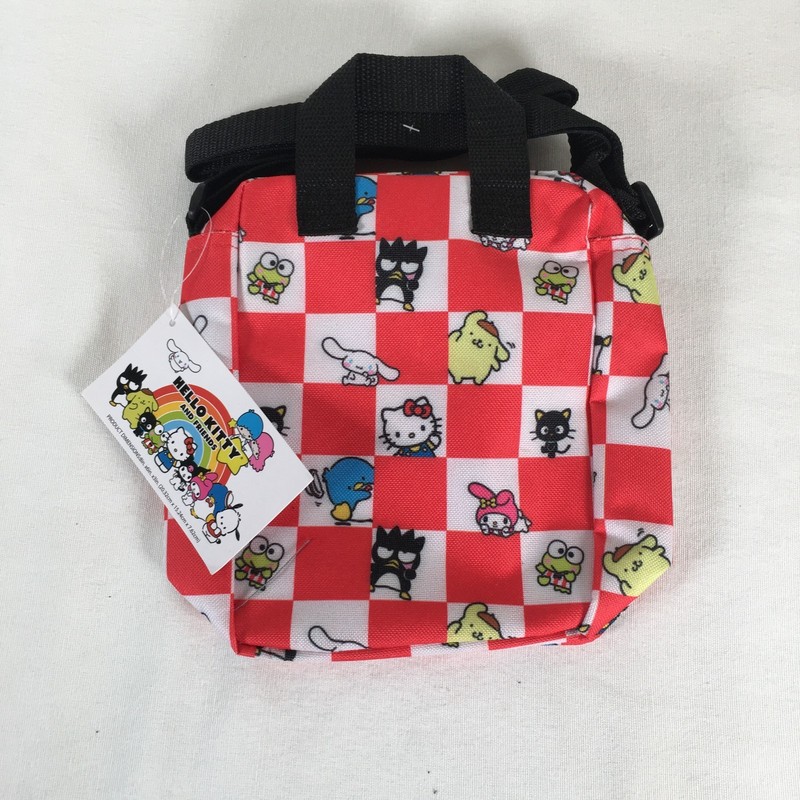 Sanrio Hello Kitty and Friends Black 8″ Mini Lunch Bag Red & White Checks NWT