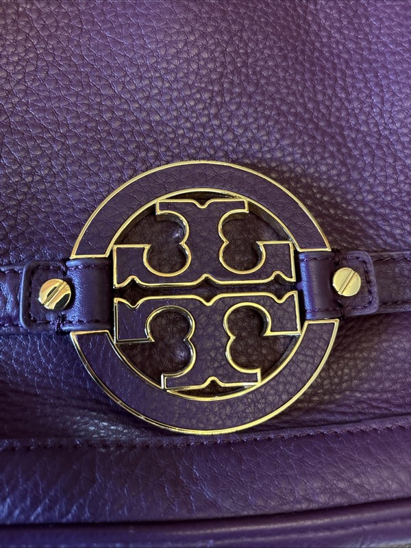 Tory Burch Amanda Mini Pebbled Leather Crossbody Bag In Purple gallery