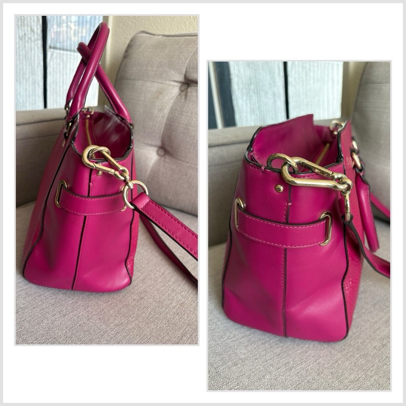Auth Coach Blake Carryall Swagger 27 Satchel Pebbled Leather Bag In Fuchsia Pink gallery