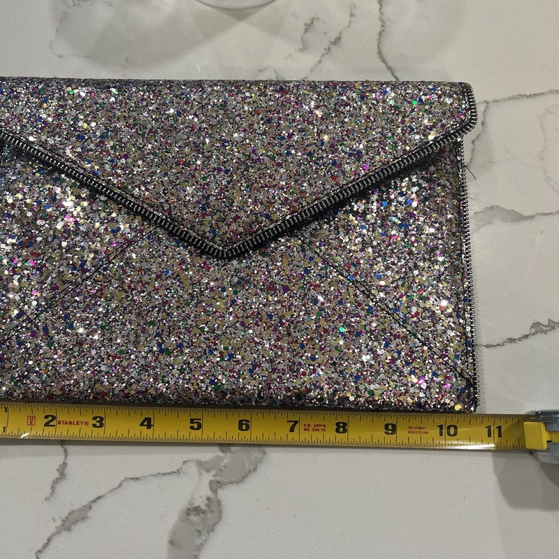 NWOT Rebecca Minkoff Rainbow Glitter Leo Envelope, Magnetic Snap Close gallery