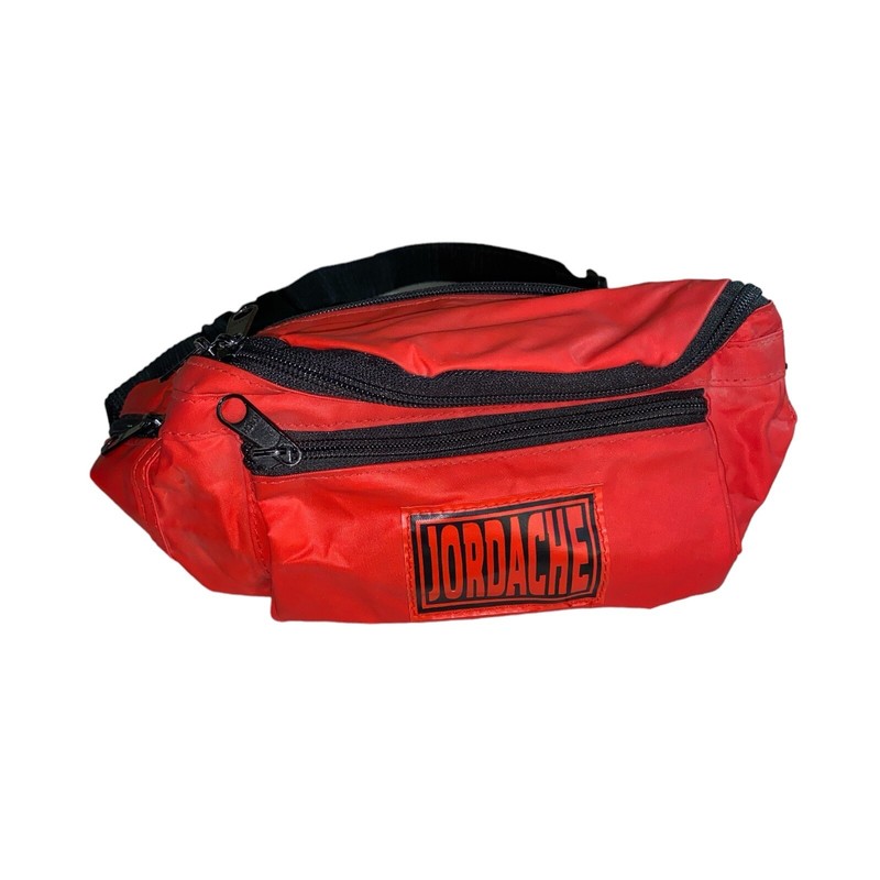 Vintage Jordache Fanny Pack Red Hipster Zip Pockets Festival Bag Patch Logo