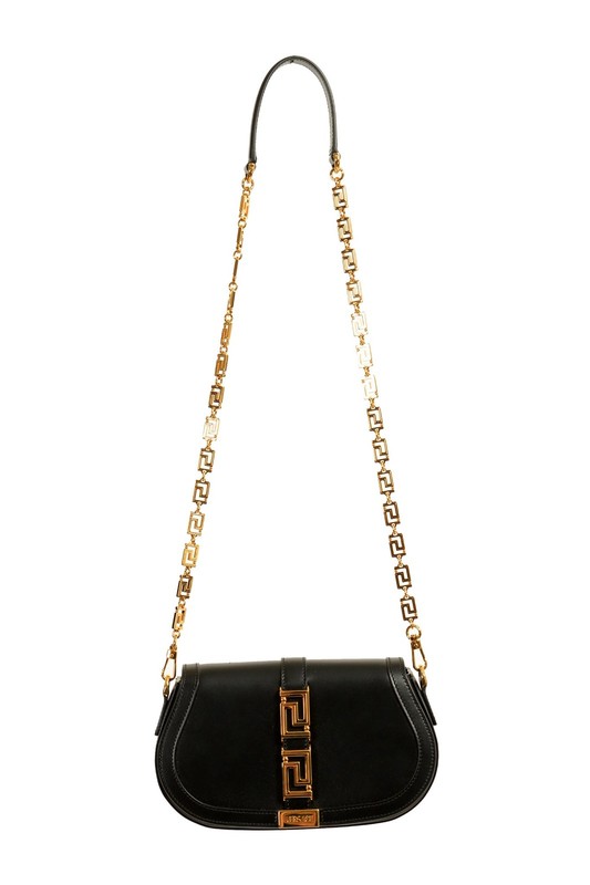 Versace Women’s Black 100% Leather Greca Goddess Handbag Shoulder Bag