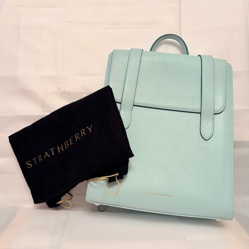 Strathberry Powder Blue Backpack Leather From Japan gallery