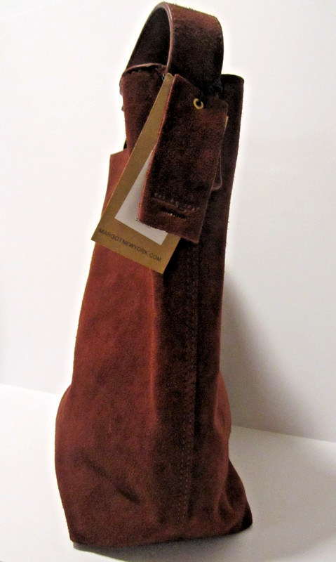 Margot New York Kaye Bucket Tote Suede Leather Burgundy Purse/Bag NWT gallery
